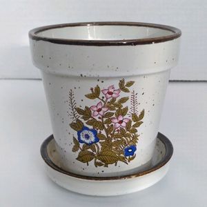 VTG Takahashi Speckled Stoneware Planter & Saucer